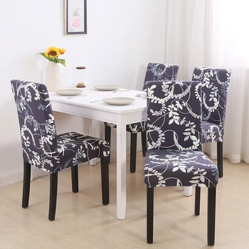 

Dining Chair Cover Elastic Pastoral Floral Slipcovers 1/2/4/6PCS Geometric Plaid Removable Kitchen Seat Cover