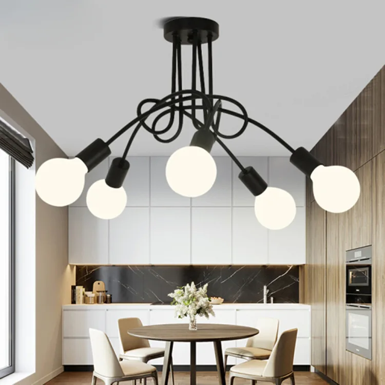 

Nordic ceiling lamp modern simple dining room bedroom chandelier iron three / five LED lamps