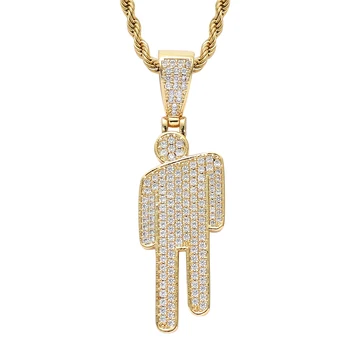 

MATHALLA 2020 Punk Rapper Micro Paved Zircon Billie Eilish Man Pendant Necklace Mens Hip Hop Gold Jewelry Iced Out Pendant Homme