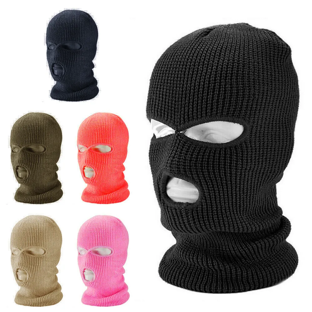 

Full Face Mask Ski Mask Winter Cap Balaclava Hood Mask 3 Hole Wool Knitted Mask Breethable CS Winter Cycling Scarf Warm Knit Hat