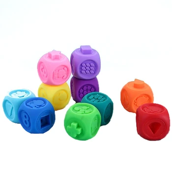 

Baby Soft Toys Sensory Silicone Educational Building Blocks 3D Babies Rubber Teether Squeeze Bath Toys For Toddlers
