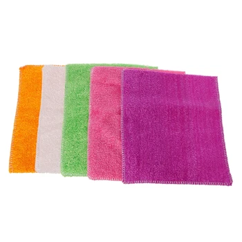

5Pcs Super-soft Fiber Wiping Dishcloth Washing Towel Non-dropping Cleaning Cloth