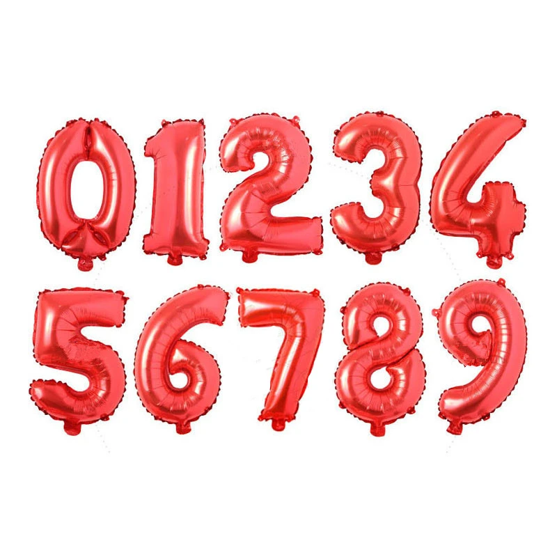 16Inches Red Color Wedding Party Decoration Number Balloon Happy Birthday Foil Balloons | Дом и сад