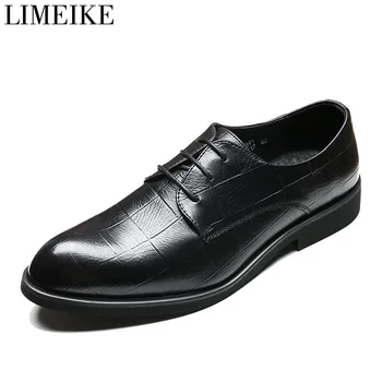 

LIMEIKE Breathable Genuine Leather Flats plush Loafers Men Shoes Casual shoes Luxury Fashion Slip On Driving