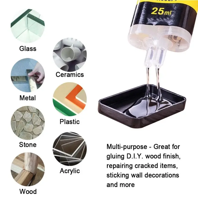 

4/25ML Super Liquid Glue Nail Gel Epoxy Resin Adhesive DIY Jewelry Rhinestone Phone Screen Glass Wood Metal Glass Glue 1