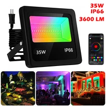 

35W LED Flood Light RGB Color Changing Floodlight with APP Control Music IP66 Waterproof Sync Timer Dimming Light
