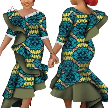 

African Dresses for Women African Print Clothing Pachwrok Women Africa Dresses Dashiki Plus Size Sexy Party Dress WY5594
