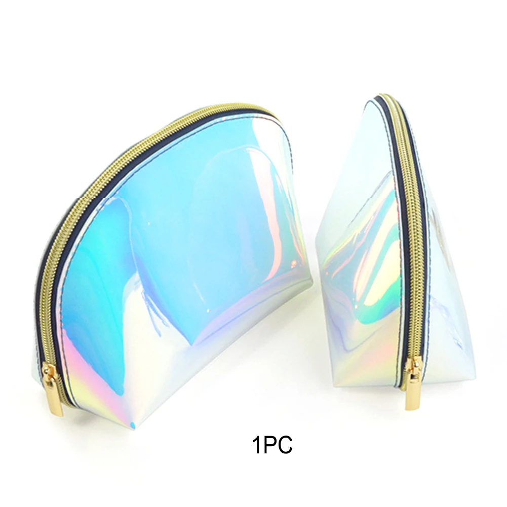 Transparent Large Capacity Cosmetic Bag TPU Practical Fashion Makeup Case Toiletry Women Travel Holographic Laser Zipper