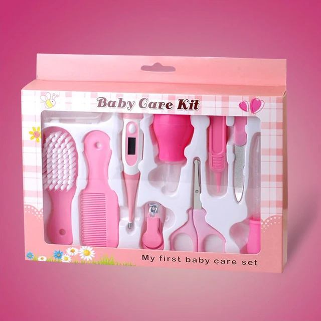 Evelots Juego de tijeras y cortaúñas para manicura para bebés, seguro para  bebés, color rosa