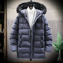 Новое поступление, зимняя однотонная хлопковая куртка, воротник из искусственного меха, теплое пальто, повседневный кардиган на молнии с капюшоном