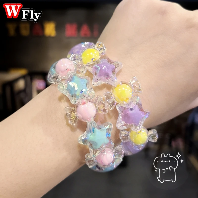 Bracelet Jewelry Women Princess Fashion Stars Candy Decorate Bracelet Pearl Chain Bangles Gift for Children Birthday