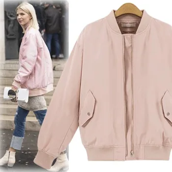 

2019 Fashion Women Bomber Jacket Baseball Coat Spring Stand Collar Long Sleeve Pilot Outerwear Female Jacket Women's jackets