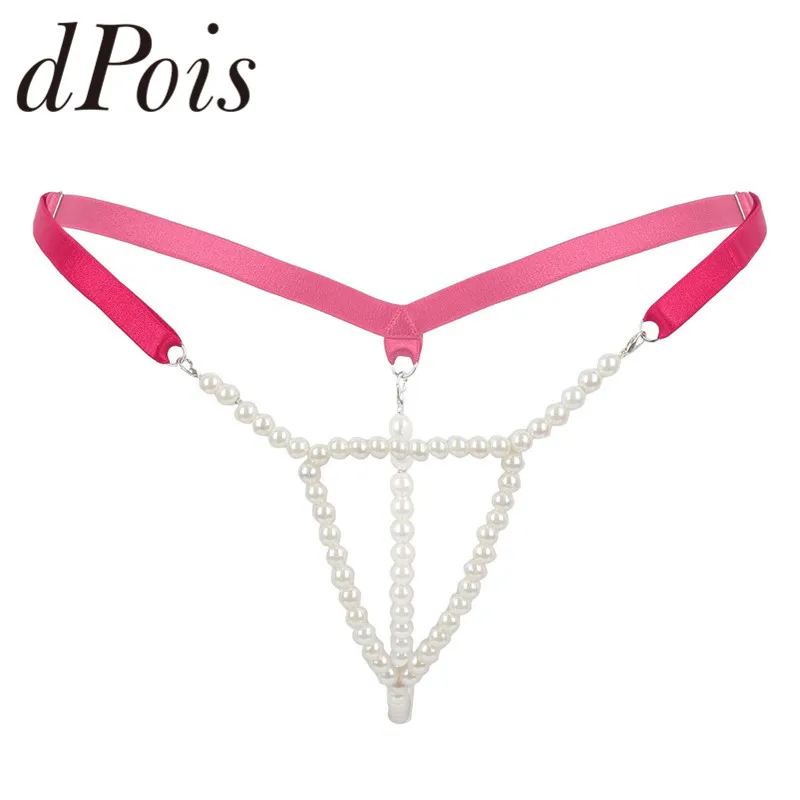 

Womens T-Back Erotic Sexy Lingerie Low Rise Open Butt Stretchy Pearl G-String Thong Bikini Mini Briefs Ladies Underwear Panties