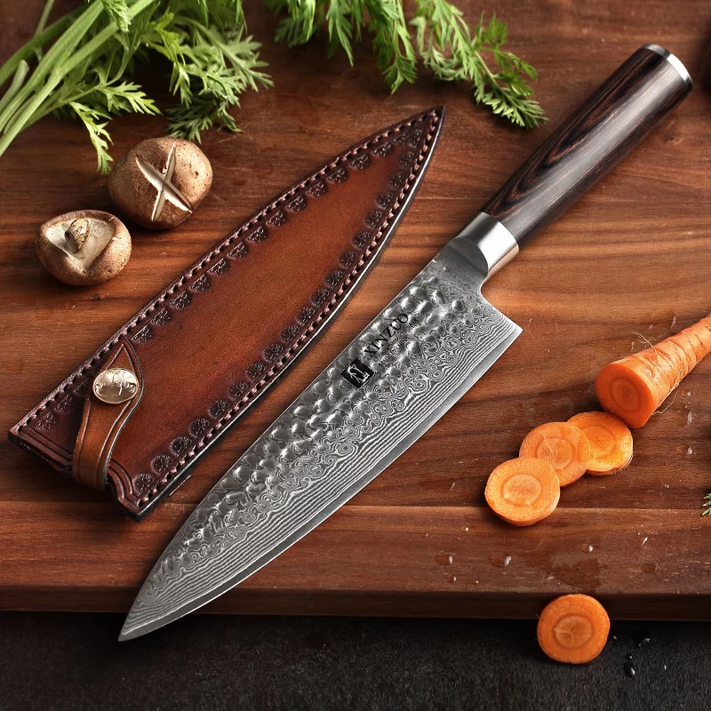 XINZUO Brand Chef Knife Leather Sheath Handmade Custom Italian First Layer Vegetable Tanned Leather Match Easier to Carry