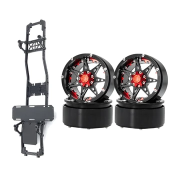 

2 Set for 1/10 SCX10 RC Crawler Accessories: 1 Set for SCX10 Frame Girder Metal Chassis Frame Rails & 1 Set Wheel Rims Hub 2.2 I