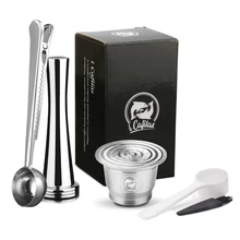 ICafilas фильтры для кофейных капсул из нержавеющей стали для Nespresso многоразовая кофейная чашка ложка многоразовые кронштейны