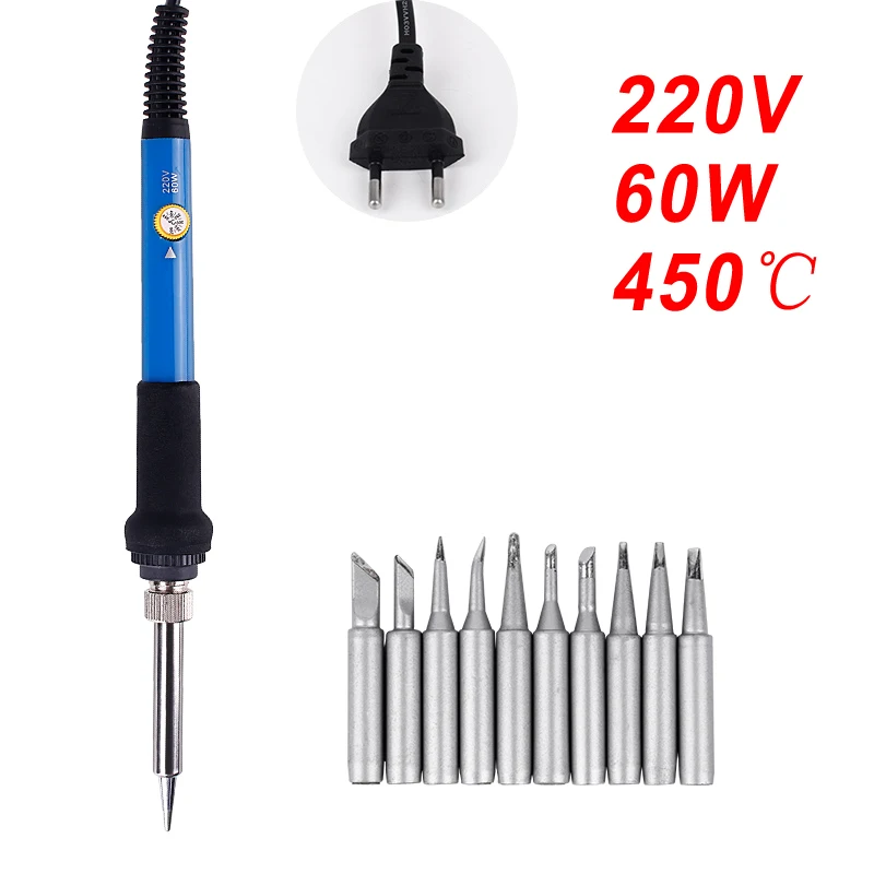 AN-220V60W-set4 220 В 60 Вт Электрический паяльник с регулируемой температурой паяльник с качеством 10 шт. паяльники и наборы - Цвет: AN-220V60W-set4