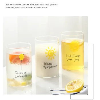 

Creative Japanese wine glasses Milk Cup Breakfast Cup Drink Water Drink Juice Breakfast Cup High Heat Resistant Microwave gl21