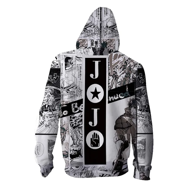 JoJo's Bizarre Adventure Kujo Jotaro Hoodie GUIDO MISTA Print Zip Up Sweatshirt Fall Winter Clothes Jacket Men Women Cardigan 4