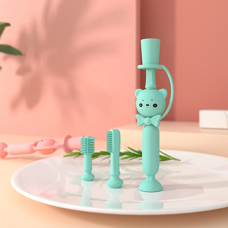 Детские игрушки Прорезыватель мультфильм постоянного обучение силиконовые Зубная щётка комплект языком массаж для детей, младенцев