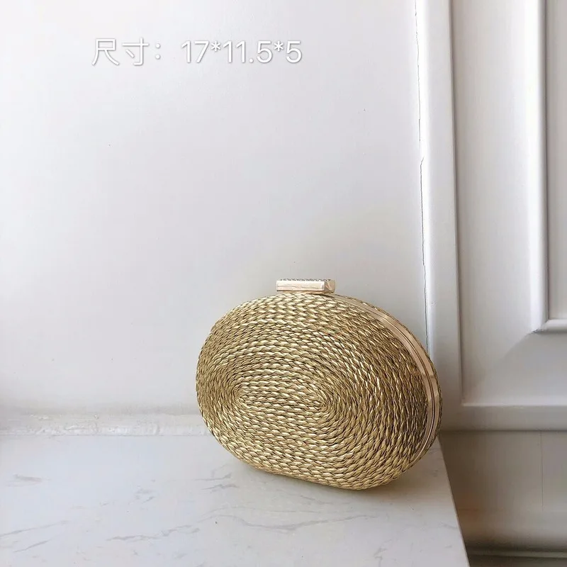 

Spring and Summer 2020 New Korean Version of Net Red with Woven Chain Bag Rhinestone Buckle Messenger Bag Dinner Bag Clutch Bag