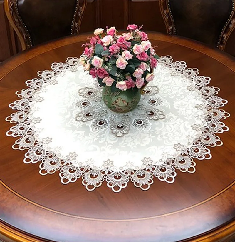 chenxiu brand household textile oval and round size tablecloth table cover made from 100% polyester fabric with embroidery lace ► Photo 3/6