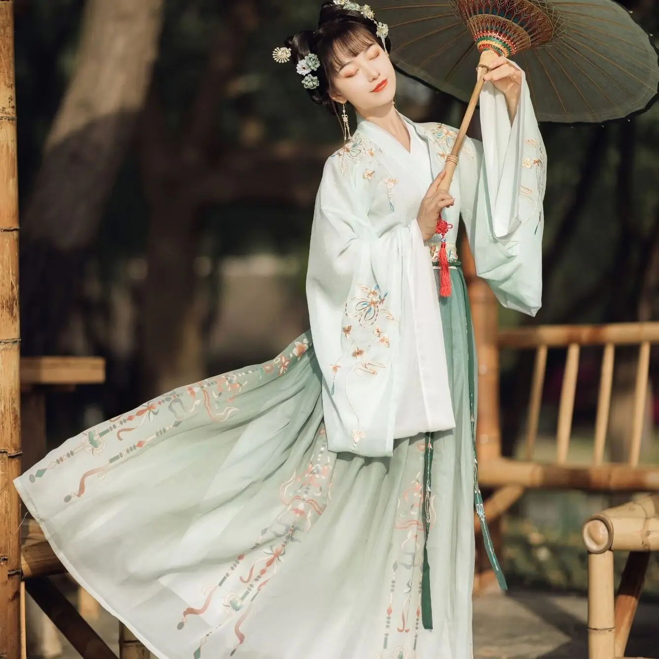 GODVC Traditionnelle Chinoise Vêtements Femmes Hanfu Robe Fée Ancienne Dynastie Han Princesse scène Nationale de Danse Folklorique Festival de la Tenue Couleur : Color1, Size : S 