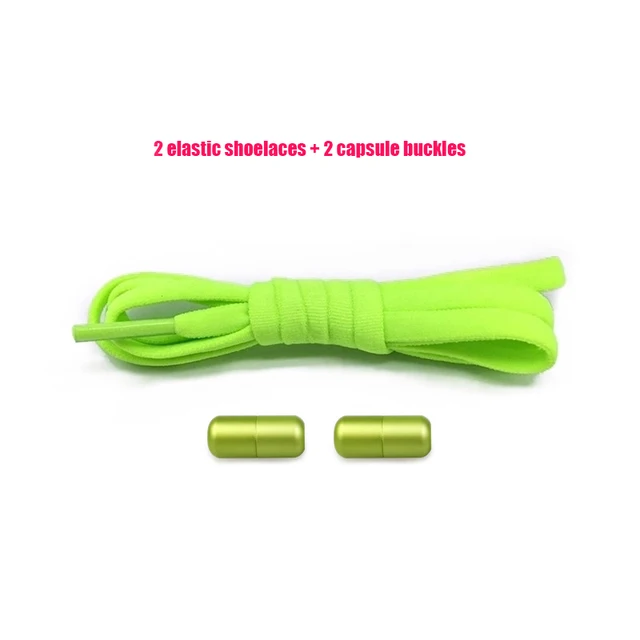 Elastic No Tie Shoelaces Semicircle Shoe Laces For Kids and Adult Sneakers Shoelace Quick Lazy Metal Lock Strings Rope Round 12PUREGREEN