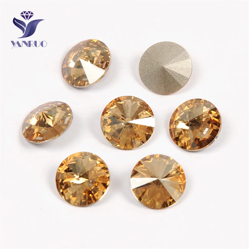 Golden Shadow Yanruo 1122 Rivoli DIY ремесла декоративные камни стеклянные стразы кристалл заостренный назад пришить стразы для рукоделия - Цвет: Golden Shadow