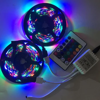 

10M 2x5M 3528 SMD RGB 600LEDs LED Strip Lights Lamp 24Key IR remote Controller
