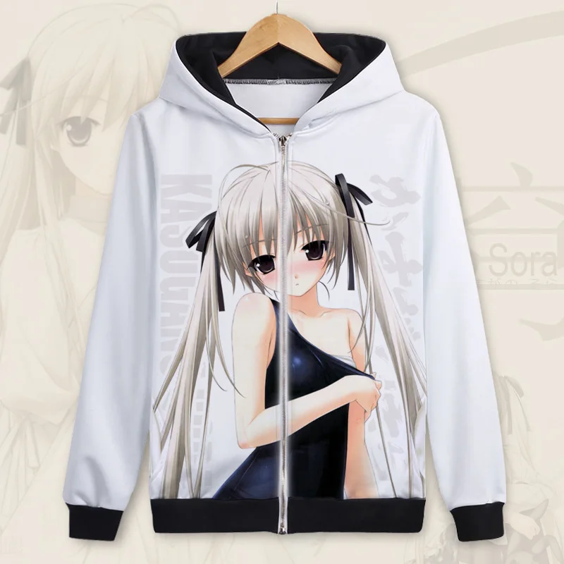 Аниме Yosuga no Sora Kasugano Sora, толстовка на молнии с капюшоном, костюм для косплея, мужская и женская куртка, Повседневная Толстовка, уличная одежда