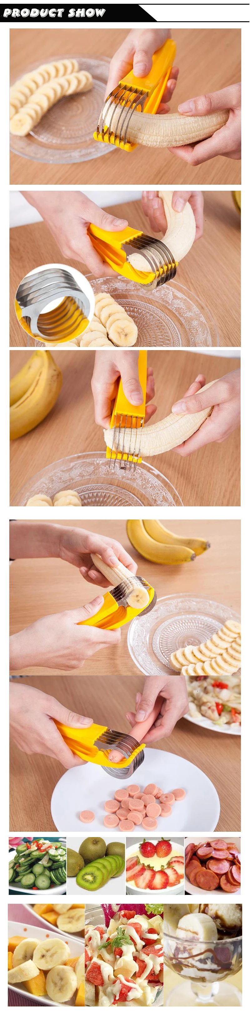 Нержавеющая сталь нож для бананов фруктов овощей колбасный нож салат Sundaes инструменты для приготовления пищи Кухонные Аксессуары Гаджеты