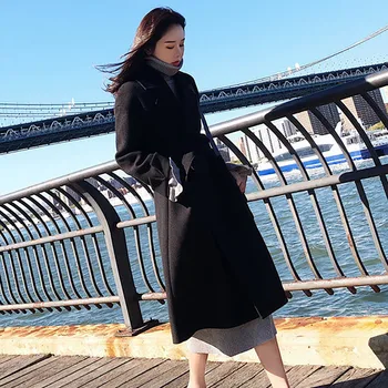 

Lady's coats Womens Winter solid Lapel Wool Blends Outwear Trench Long Sleeve Overcoat fashion coat and jackets women fur coat