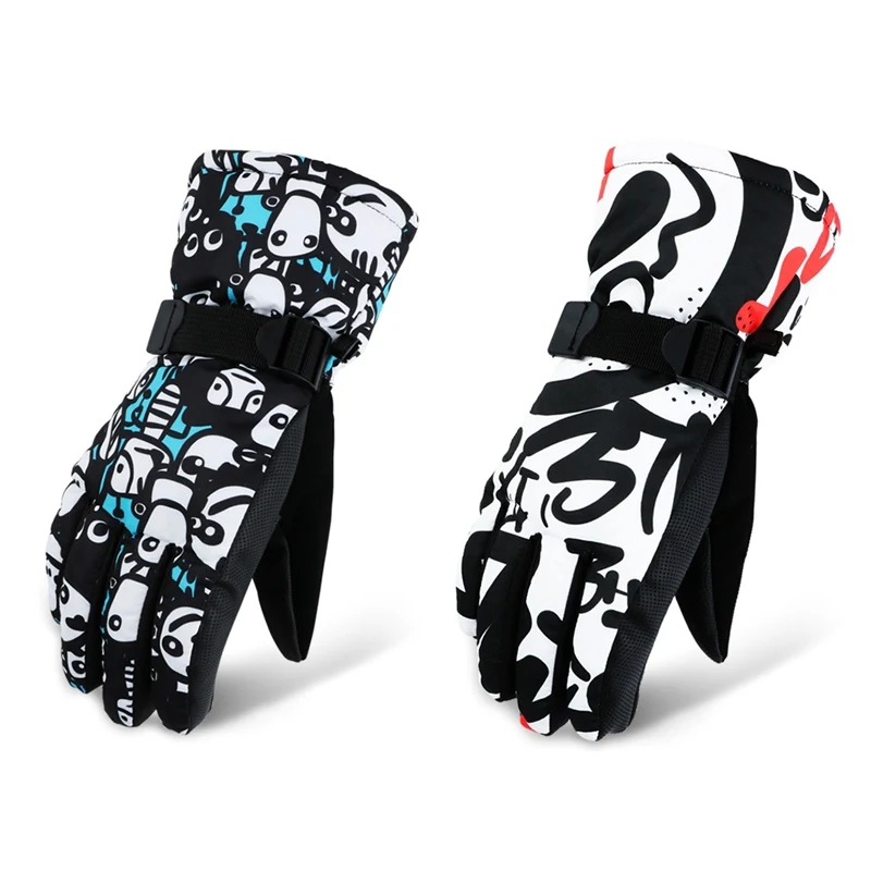 Лыжные перчатки для мужчин/женщин/детей, перчатки для сноуборда, противоскользящие Водонепроницаемые зимние теплые флисовые перчатки для езды на мотоцикле и снегоходе