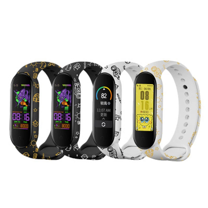 

Ремешок сменный силиконовый для Xiaomi Mi Band 5, универсальный браслет с цветными цветами