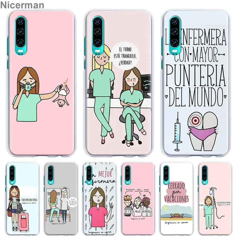 

Cartoon Doctor Nurse Phone Cases for Huawei P30 Pro P10 P20 Lite P30 Lite P Smart Plus 2019 Hard PC Cover Coque