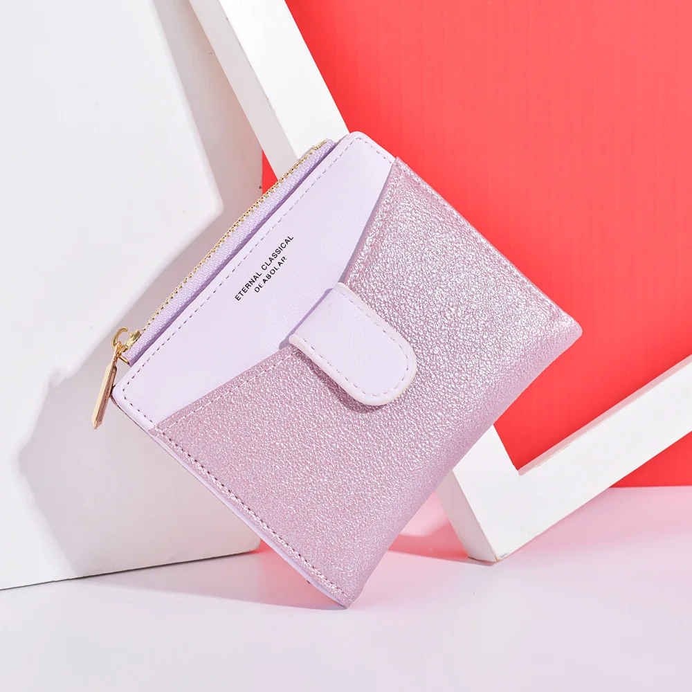 

Wallets for Women Leather Short Clutch Credit Card Luxury Pink Purse Wallet with Coin Pocket