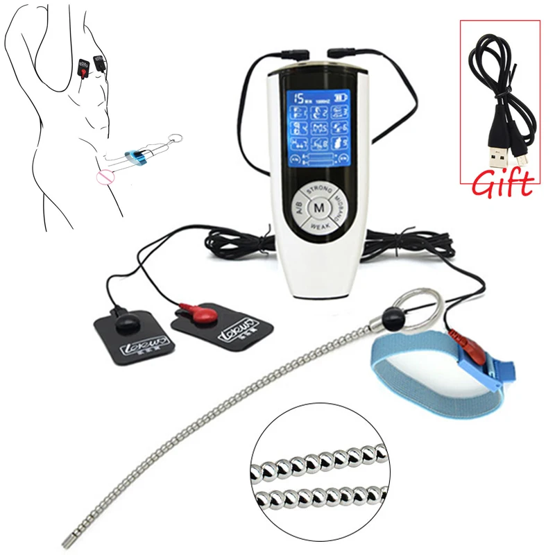 Male Masturbator Strongest Electroshock Sex Kit E-stim Anal Plug Penis Ring Massage Pad Urethral Sound Catheter Dilator Bdsm Toy