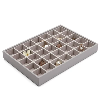 

Vlando Miller Jewelry Tray 35 Grid Jewelry Tray Stackable Showcase Display Drawer Organizer Storage (Grey)