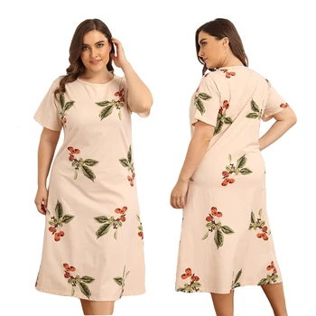 

Sleepshirts Summer L-4XL Sleepwear Women Nightdress Women Ladies Nightwear Plus Size Home Sleep Dress Nightie Leisurewear New