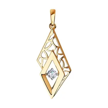 

Suspension SOKOLOV gold with cubic zirconia, fashion jewelry, 585, women's male, pendants for neck women