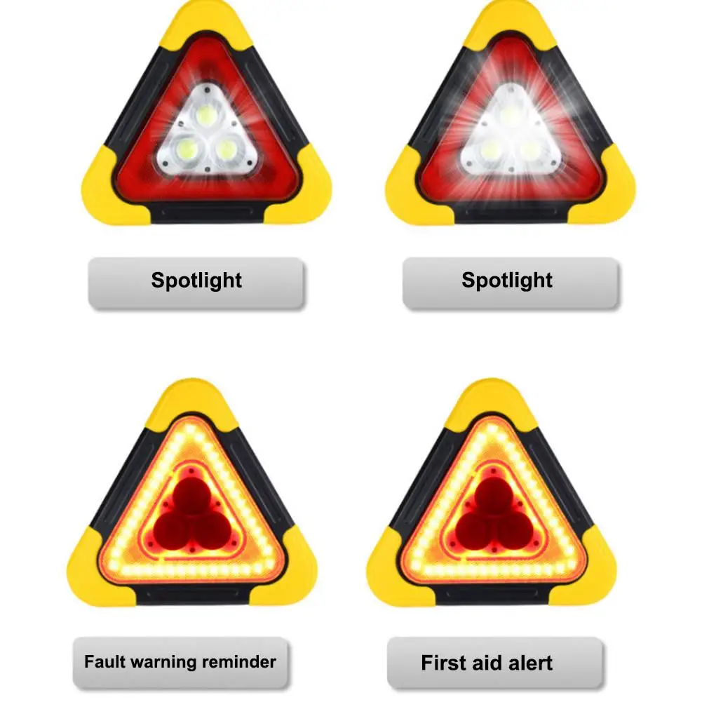 Multi-functional Tripod Warning Lamp COB Work Light Emergency Light For Auto Solar+ Usb Charging Emergency Stop Sign