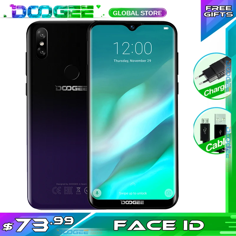 Обновленный смартфон DOOGEE Y8 3 ГБ+32 ГБ на базе Android 9.0 WaterDrop FHD 19:9 экран 6 1 дюйма 3400 мАч