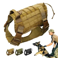 Тренировочный охотничий жилет для собак охотничий модульное облегченное разгрузочное снаряжение из нейлона водостойкий военный тактический жилет для собак регулируемый поводок для собак с ручкой