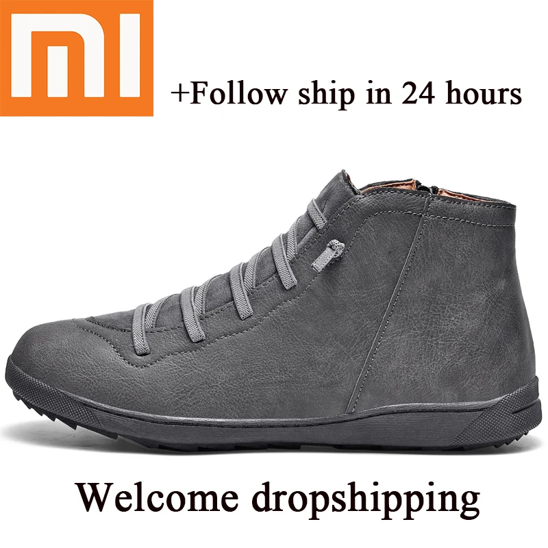 Xiaomi/Обувь для влюбленных из натуральной кожи; Лидер продаж; повседневная мужская обувь с высоким берцем; брендовая дизайнерская обувь; размеры 36-47; Прямая поставка