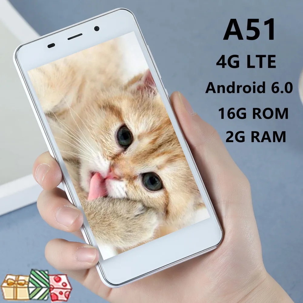 A51 4G LTE смартфон с четырёхъядерным процессором 2 Гб ОЗУ 16 ПЗУ 5 Мп камера
