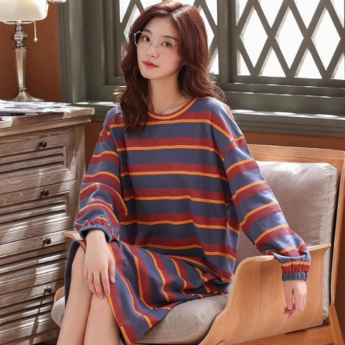 

Nightgowns sleepshirts for women Lovely NightSkirt autumn winter Fresh Student Sweet cotton long Sleeve soft Long nightdress