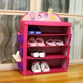 

Children's creative folding shoe rack multi-layer simple cute cartoon shoes Oxford cloth kindergarten children's shoe cabinet