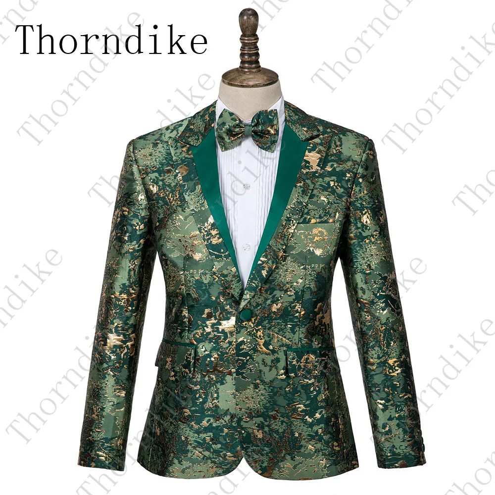 Thorndike новый дизайн стильный мужской блейзер с лацканами Зеленый цветочный принт