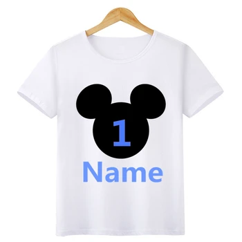 

Hot Kids Girls Cartoon Minnie T-shirt For Children Boys Mickey Cotton Short Sleeve T-shirt Number 1-9 Teenager Summer Funny Tops
